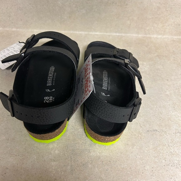 Birkenstock Kids Black and Neon Green Sandals kids size 10 - Picture 5 of 5